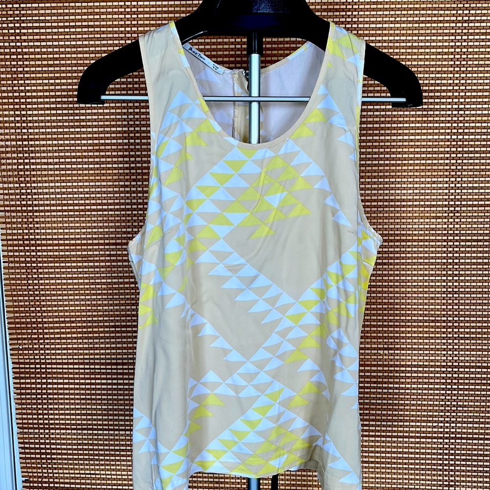 Geometric pattern blouse - beige and yellow